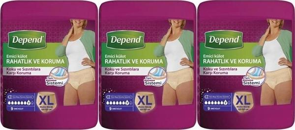 Depend Emici Külot Hasta Bezi Xl Extra Büyük 27 Adet (3pk*9) - Image 1