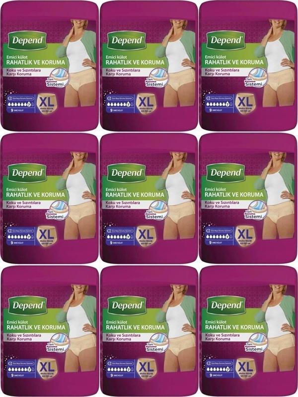 Depend Emici Külot Hasta Bezi Xl Extra Büyük 81 Adet (9pk*9) - Image 1