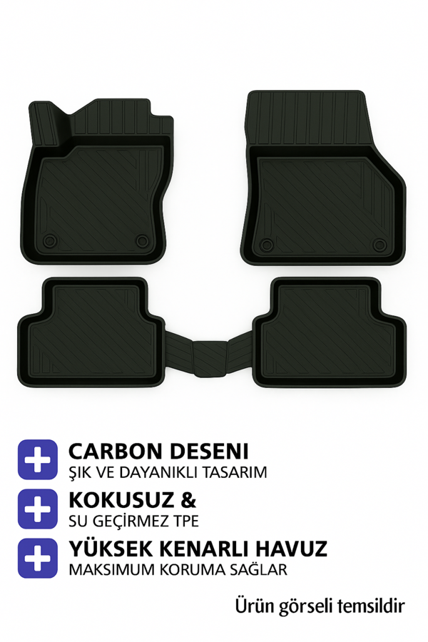 Volvo S90 2016 Carbon Desen Havuzlu Paspas | Kaymaz & Koku Yapmaz - Image 1