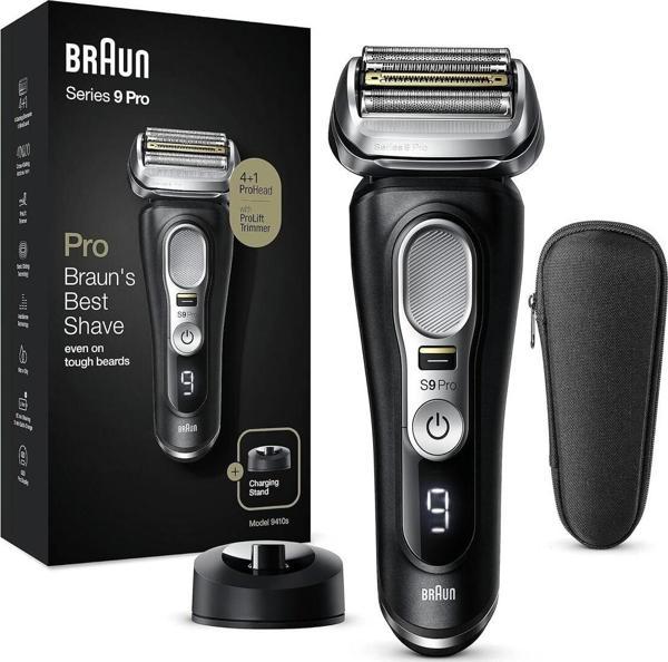 Braun Series 9 Pro Premium erkek tıraş makinesi, tıraş başlığı, elektrikli tıraş makinesi ve düzeltici, 60 dakika pil ömrü, 1-, 3, 7 günlük sakal, 9410s, siyah - Image 1