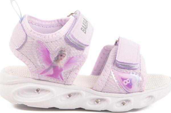 Lila Cırtlı Işıklı Kız Bebek Sandalet 018129 B - Image 1