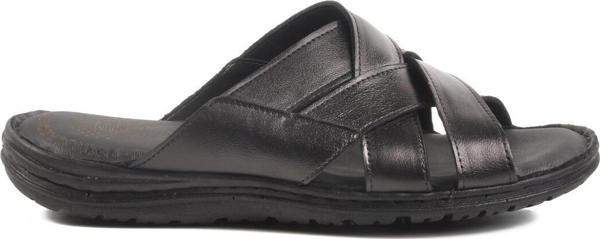 Siyah Hakiki Deri Erkek Terlik 476449 M - Image 1