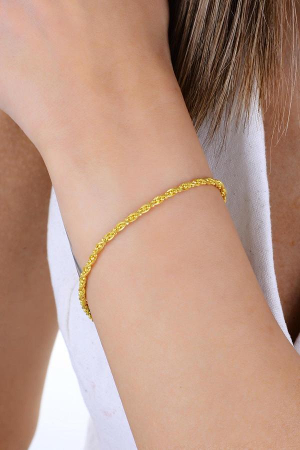 Gümüş altın yaldızlı top zincir detaylı burgulu İtalyan bileklik [barcode] - Image 1
