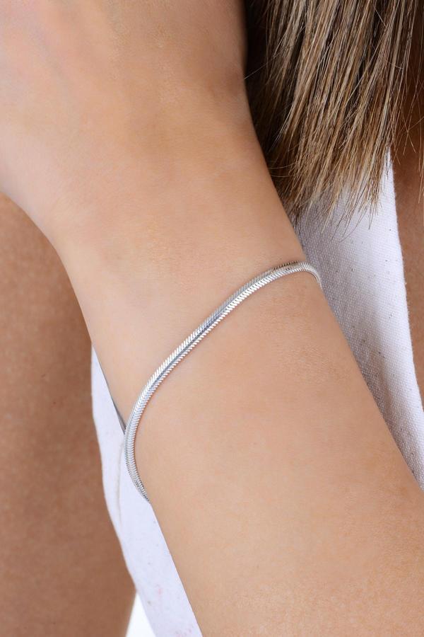 Gümüş balık sırtı italyan model zincir bileklik [barcode] - Image 1
