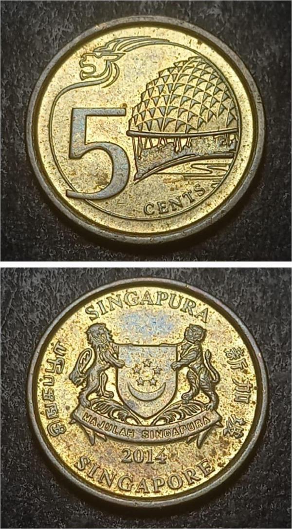 Escoines Koleksiyon 39963687b0a147aba0 2014 Singapur 5 Cent ÇA/ÇİL Eski Yabancı Madeni Para - Image 1