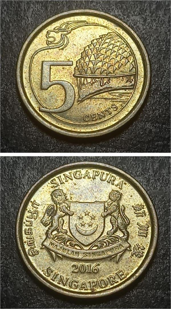 Escoines Koleksiyon 39963687b0a18dcd01 2016 Singapur 5Cent ççt+ Eski Yabancı Madeni Para - Image 1