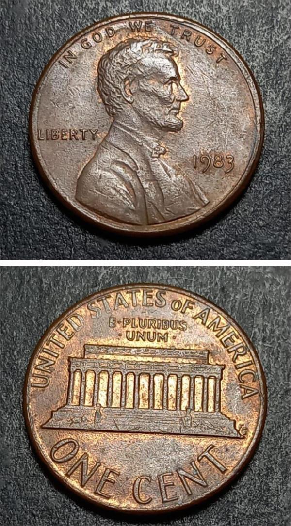 Escoines Koleksiyon 39963687b215bcc5af Abraham Lincoln 1983ABD 1Cent  Eski Yabancı Madeni Para - Image 1