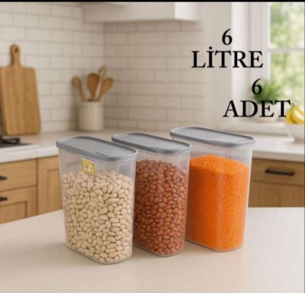 Kitchen Line Erzak Bakliyat Kiler Saklama Kabı 6Lı, 6Lt - Image 1