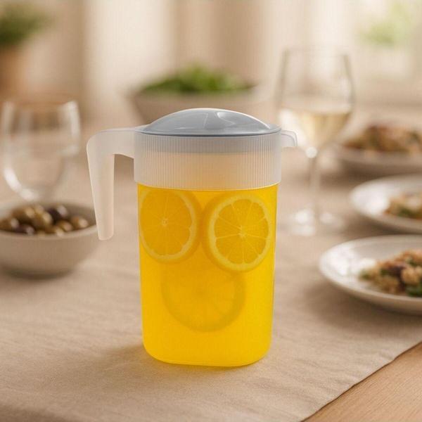 Kitchen Line Plastik Oval Sürahi Kapaklı Su Sürahisi 2L Renkli Kapaklı 1 Adet - Image 1