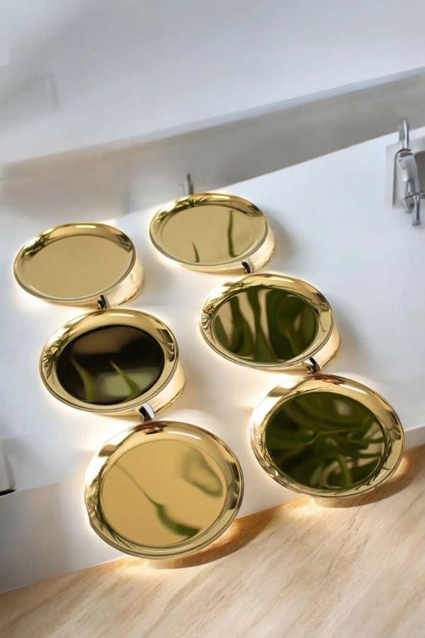 Kitchen Line 6 Adet Metal Sunumluk Tatlı Çerez Servis Tabağı Gold - Image 1