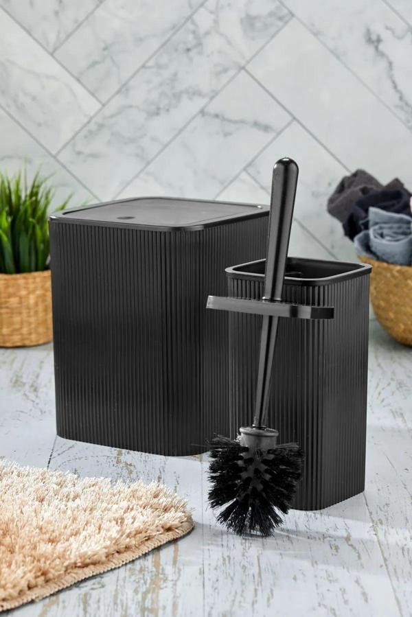 Kitchen Line Kare Çöp Kovası Tuvalet Fırçası 2Li Banyo Seti - Image 1