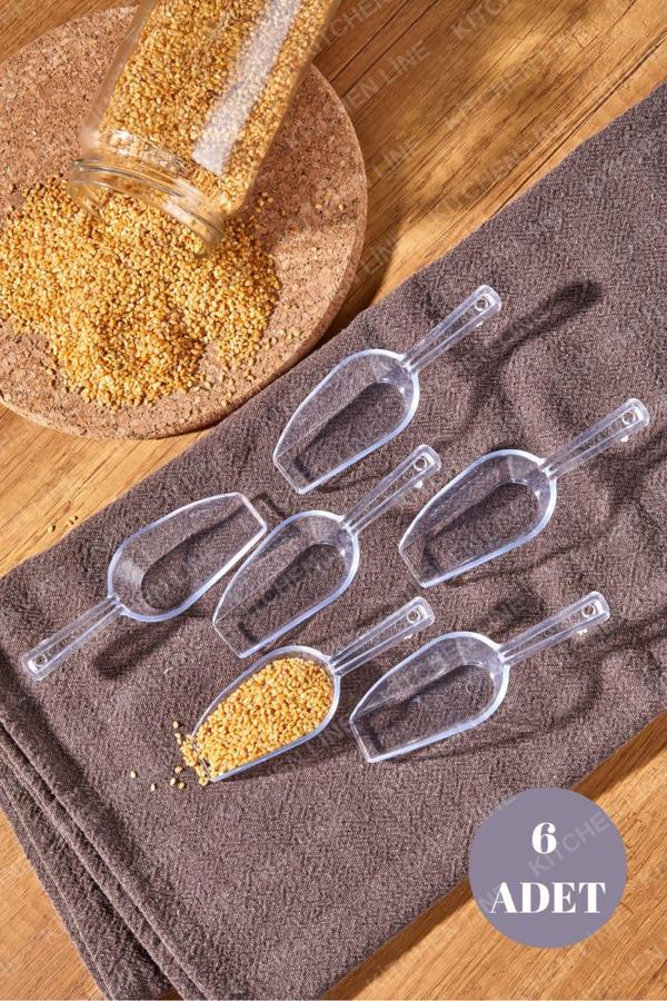 Kitchen Line 6 Adet Baharat Kaşığı - Şeker Reçel Baharatlık Kaşığı Şeffaf Küçük Boy - Image 1
