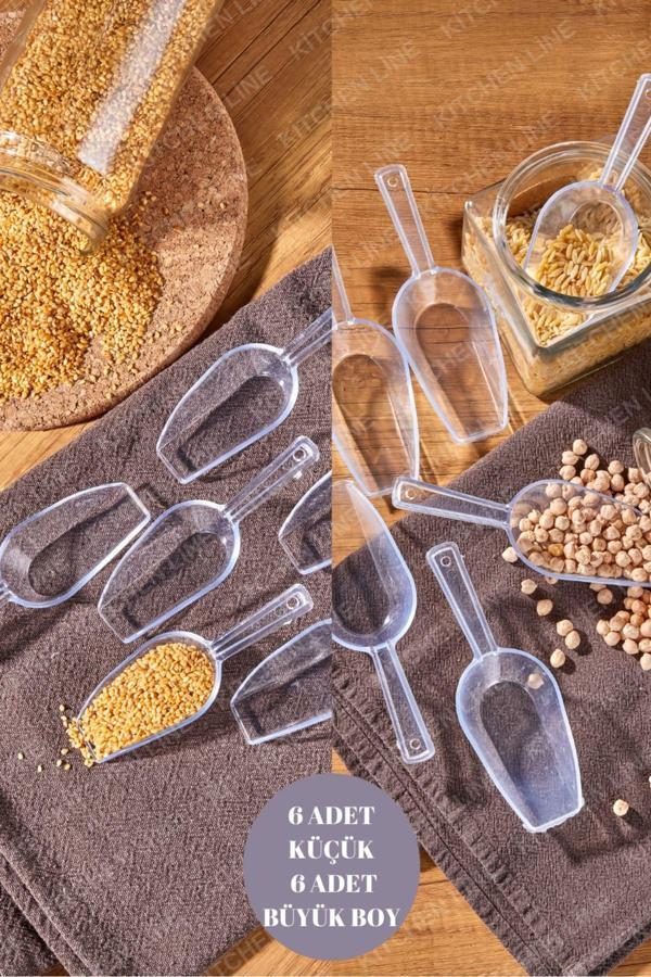 Kitchen Line 12 Adet Baharat Kaşığı - Şeker Reçel Baharatlık Kaşığı Şeffaf 6 Adet Büyük Boy 6 Adet Küçük Boy - Image 1