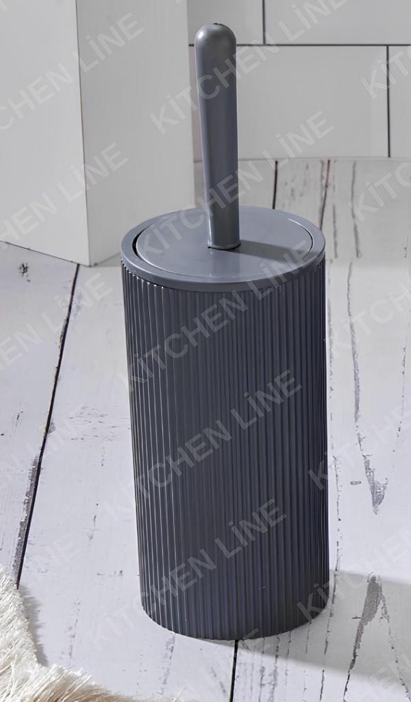 Kitchen Line Koyu Gri Çizgi Desenli Tuvalet Fırçası - Image 1