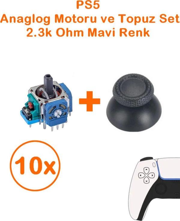Siar 10 Adet Ps5 Analog Motoru Mavi Renk 2.3K Ohm Ve Topuz Başlık Set Ps5 Tüm Kollar İle Uyumlu - Image 1