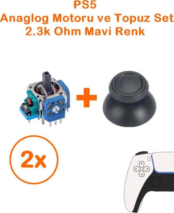 Siar 2 Adet Ps5 Analog Motoru Mavi Renk 2.3K Ohm Ve Topuz Başlık Set Ps5 Tüm Kollar İle Uyumlu - Image 1