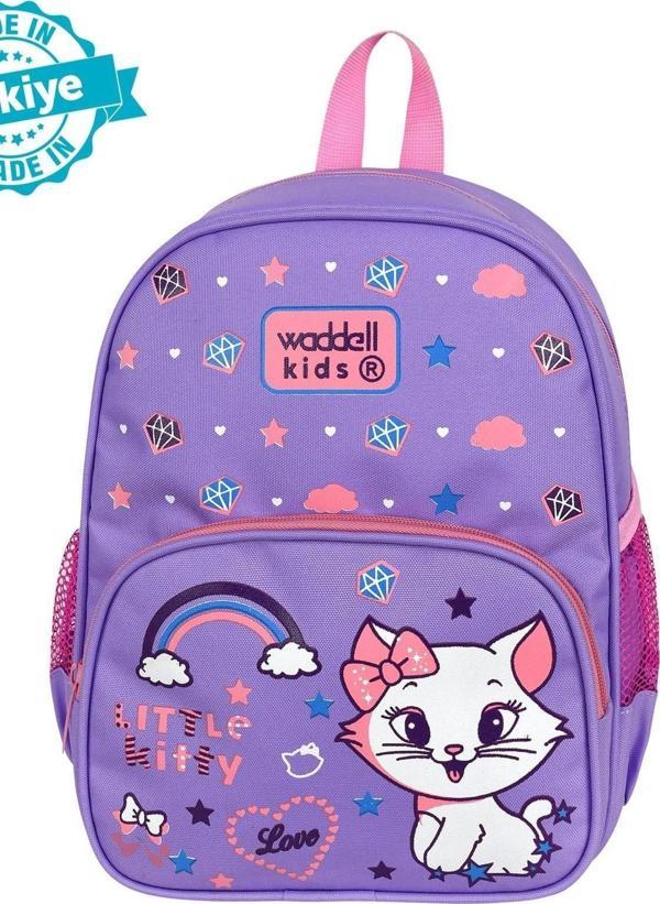 WADDELL Lisanslı Lila Kedi Anaokul Kreş Okul Öncesi Çocuk Sırt Çantası - Image 1