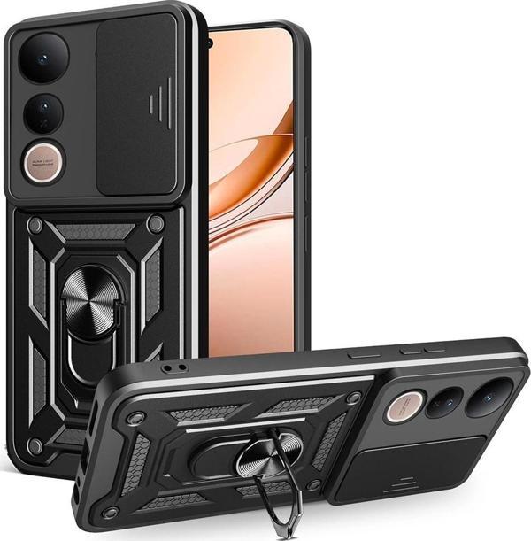 Vivo V50 Lite 4G Kılıf Magnetik Standlı Kamera Korumalı Zore Sürgülü Vega Kapak - Image 1