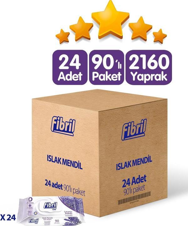 Fibril Care Lavanta Kokulu Islak Mendil 24x90 Lı Paket 2160 Yaprak - Image 1