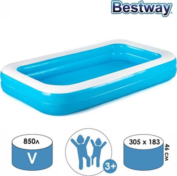 Bestway 54150 Mavi Dikdörtgen Şişme Çocuk Havuzu - Image 1