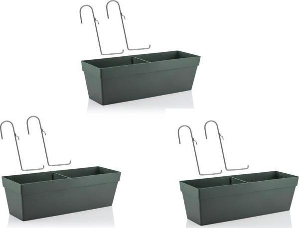 Omnipazar SO-YB02A Askılı Yalı Balkon Saksı 10.8 lt Antrasit 3 Adet  - Image 1
