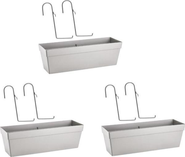 Omnipazar SO-YB02A Askılı Yalı Balkon Saksı 10.8 lt Kirli Beyaz 3 Adet  - Image 1