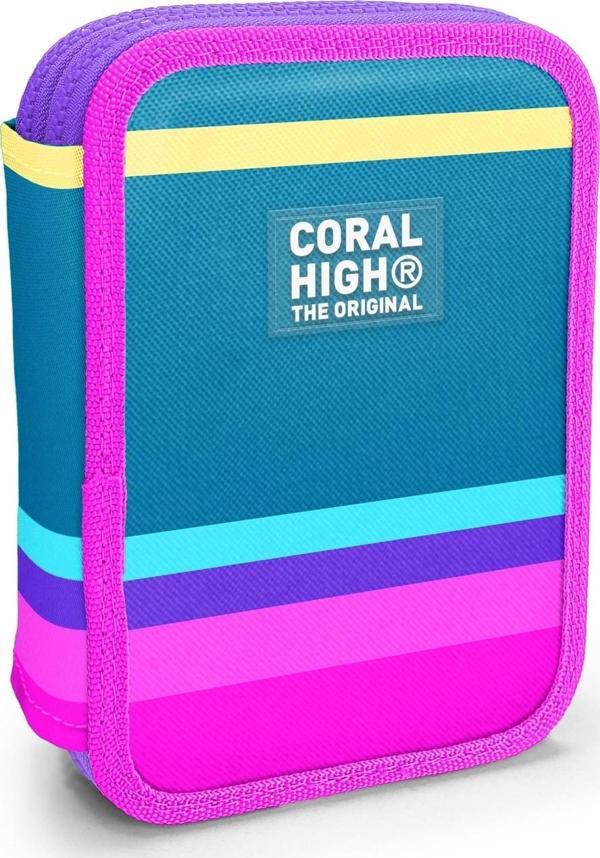 Coral High Kids Pembe Pastel Renkli Çift Katlı Kalem Çanta 11136 - Image 1