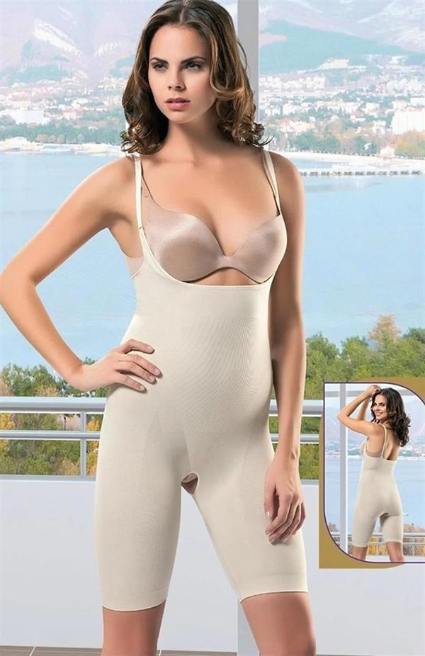 Dode Flora FormF 985 Kadın Beden Küçülten Dikişsiz Göğüs Altı Paçalı Açık Ağ Tam Boy Korse  - Image 1
