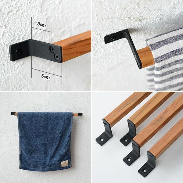 Ahşap Metal Havlu Tutacağı Metal Havlu Askısı 40 Cm Mutfak Banyo Çok Amaçlı Askılık Fincan Askılığı Mutfak Gereçleri Ask - Image 1