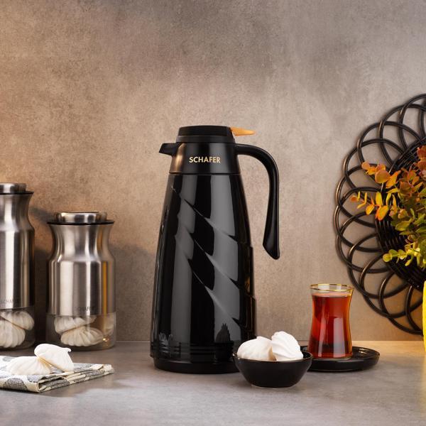 Schafer Kitchenhouse Mimoza Cam Termos 1,5 L-Siyah/Gold - Image 1
