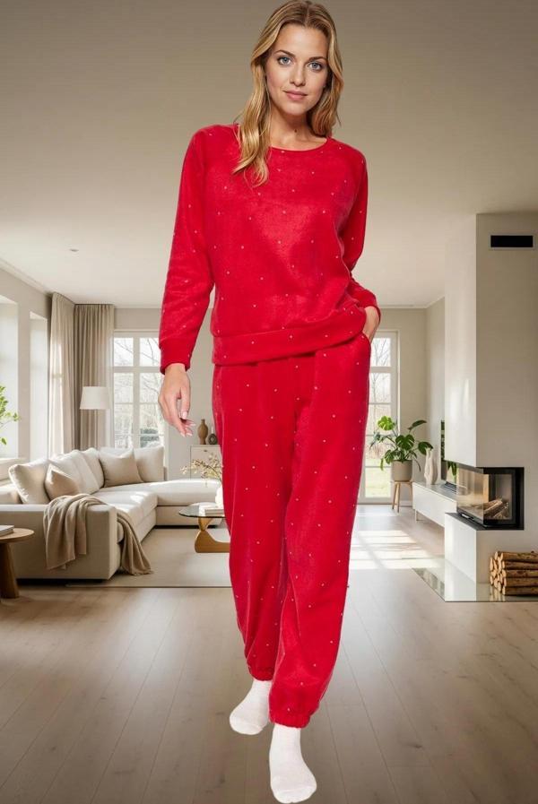 Rahat Polar Pijama Takımı Puantiyeli Regular Kalıp %100 Polyester Ve Şık - Image 1