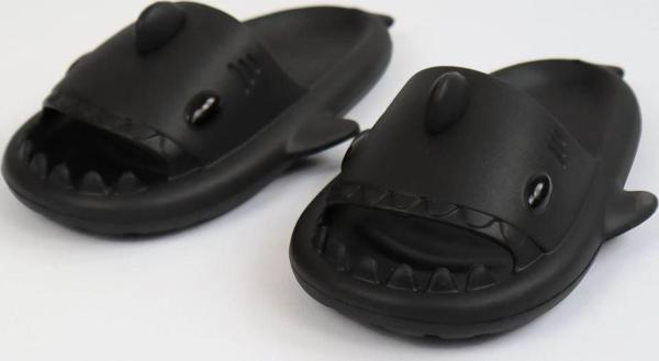   WG500 Köpekbalığı Siyah Unisex Tam Ortopedik Terlik Shark Slides - Image 1