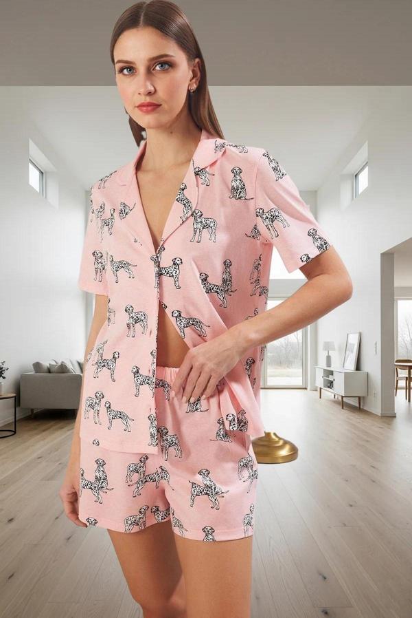 Köpek Desenli Pijama Takımı %100 Pamuk Regular Rahat Uyku Yüksek Kalite Şık Görünüm Mükemmel Uyum - Image 1