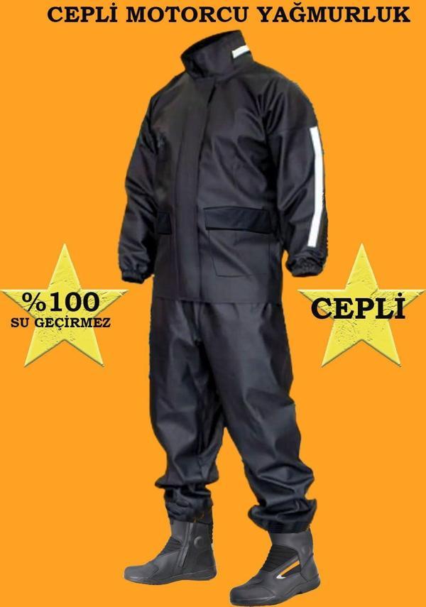 Go Out Motorcu Yağmurluk Takım (Cepli) Su Geçirmez Ekstra Esnek, Sağlam Ve Hafif Pvc Kumaş, Kurye Yağmurluk - Image 1