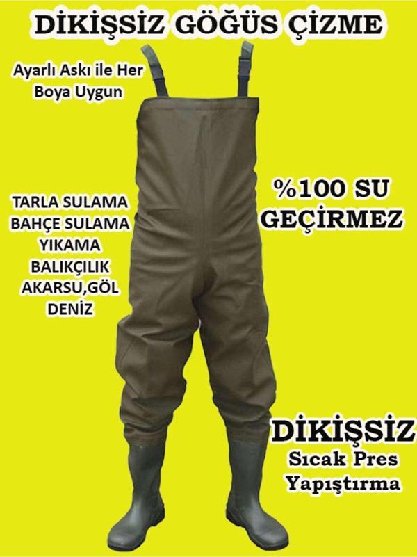 Go Out Göğüs Çizme, Pvc Tulum Çizme %100 Su Geçirmez, Leke Tutmaz 55 Mikron Dikişsiz Tulum - Image 1