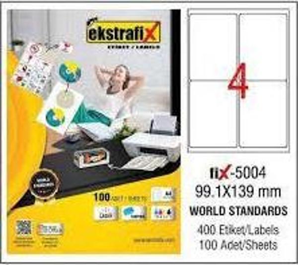 Ekstrafix A4 Lazer Etiket 9,91cmX13,9cm 100 sayfa 400 etiket - Image 1
