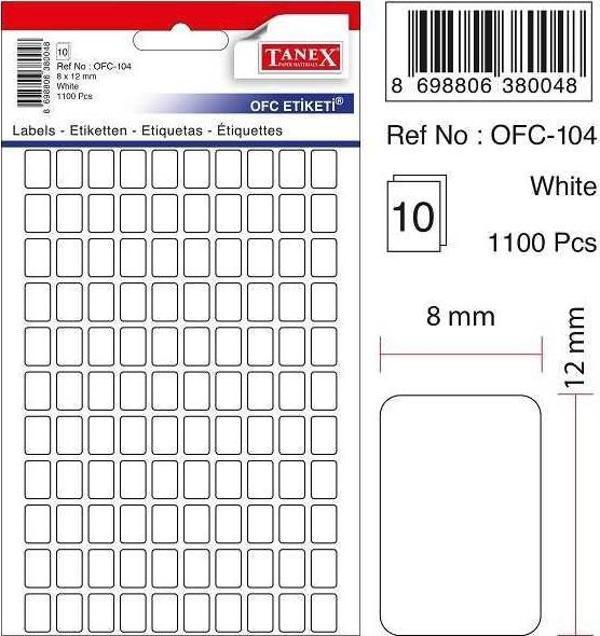 Tanex Etiket 10Lu Ofc-104 Beyaz - Image 1