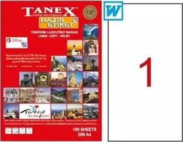 Tanex Etiket 210X297 100Lü Tw-2000 A4 etiket Düz - Image 1
