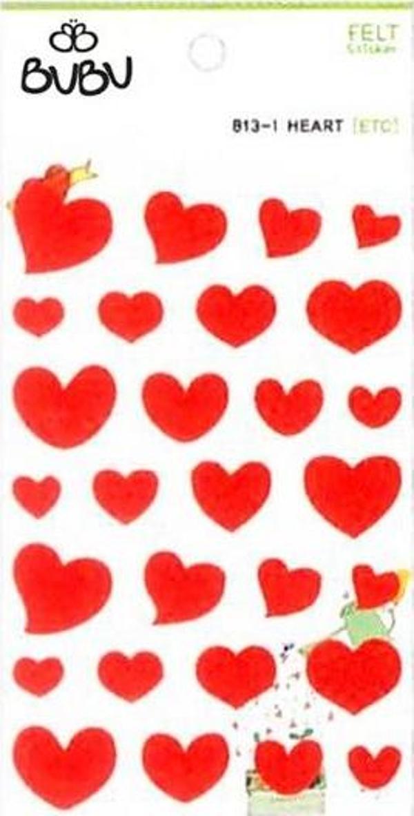 Bubu Keçe Sticker Kırmızı Kalpler - 4 paket - Image 1