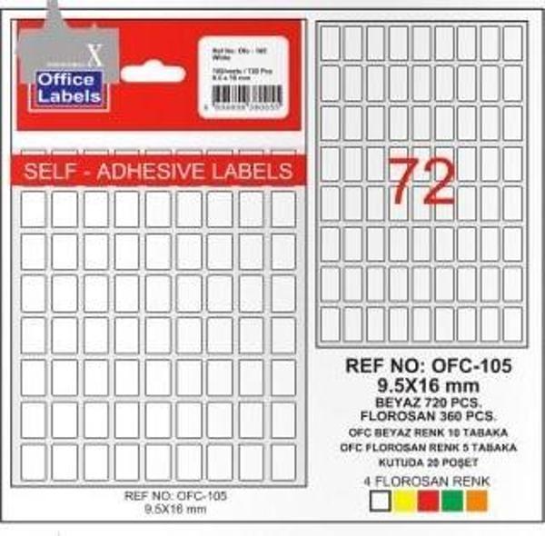 Tanex Etiket Ofc-105 Beyaz 10 lu 9,5x16 - 2 paket - Image 1