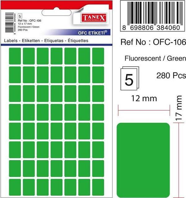 Tanex Etiket Ofc-106 12X17 Yeşil 10 lu 2 paket - Image 1