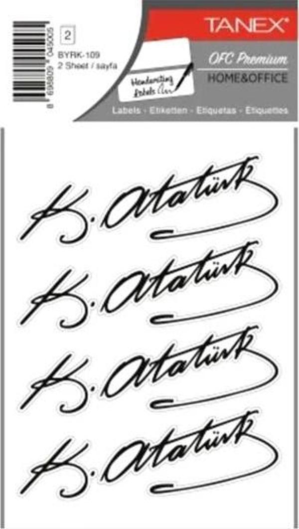 Tanex Atatürk İmza-1 Sticker 2 Sayfa Byrk-109 - 6 adet - Image 1