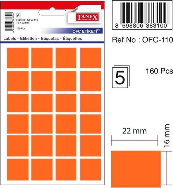Tanex Etiket Ofc-110 16X22Mm Turuncu 10 lu 2 paket - Image 1