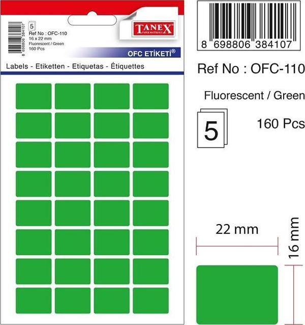 Tanex Etiket Ofc-110 Yeşil 10 lu - Image 1