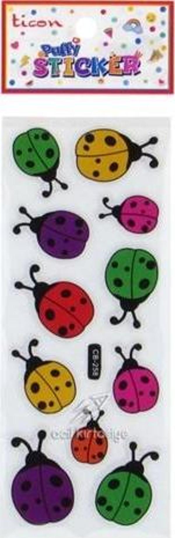 Ticon Puffy Sticker Uğur Böceği Renkli - 6 adet - Image 1