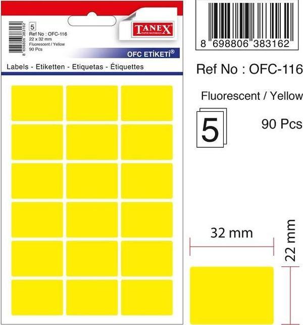 Tanex Etiket Ofc-116 Sarı 10 lu 2 paket - Image 1