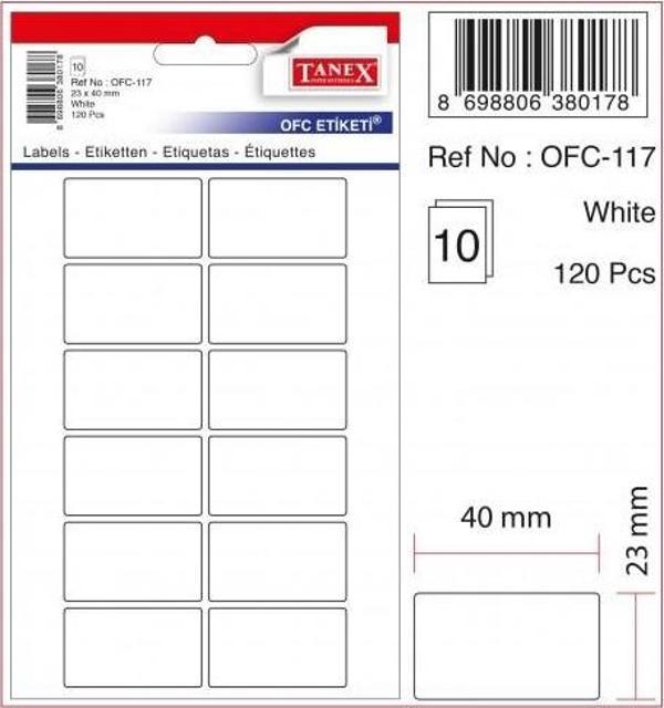 Tanex Etiket Ofc-117 23X40Mm 10Lu 2 paket - Image 1