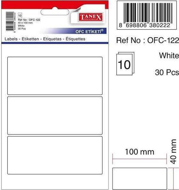 Tanex Etiket Ofc-122 40X100 Beyaz 10 lu - Image 1