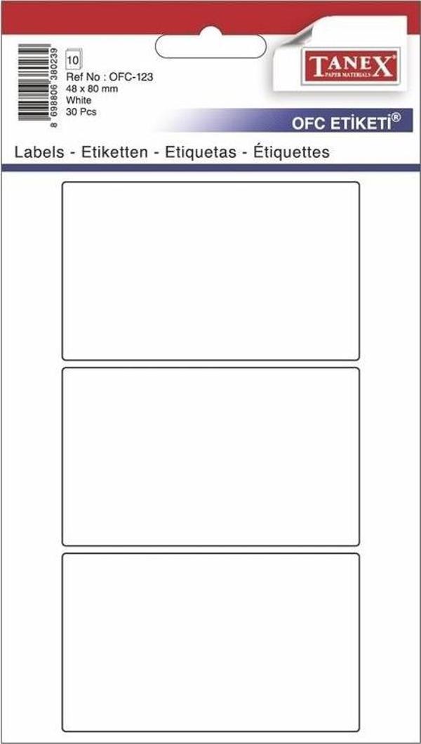 Tanex Etiket Ofc-123 48X80 10Lu Beyaz 2 paket - Image 1