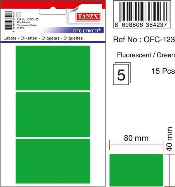 Tanex Etiket Ofc-123 Yeşil 10 lu 40X80 - 2 adet - Image 1